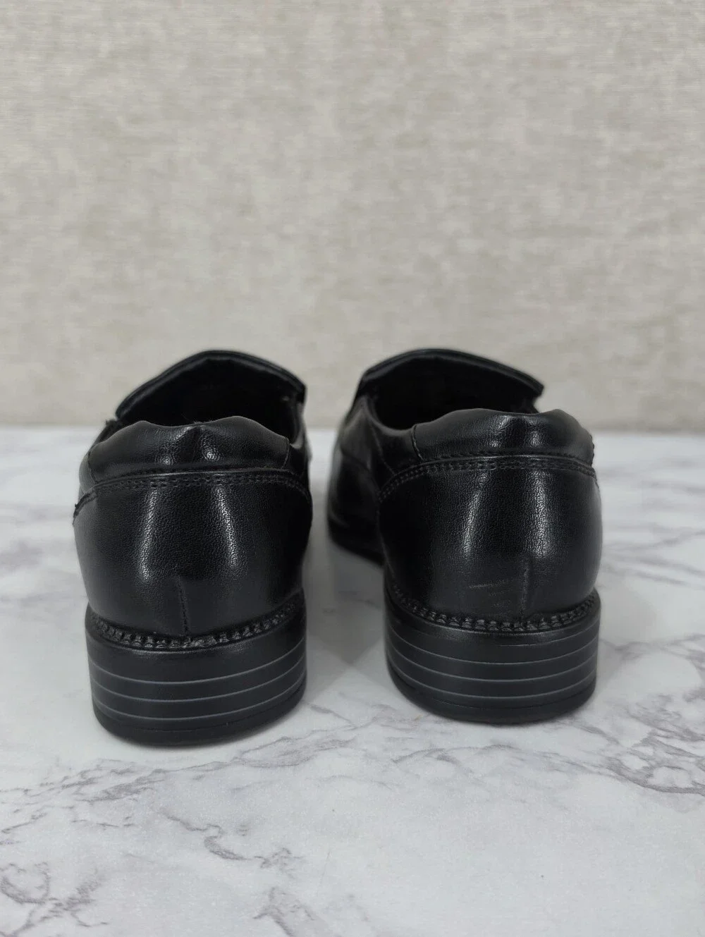 Robert David Black Faux Leather Slip-On Dress Shoes Boys Toddler Size 11 Wide